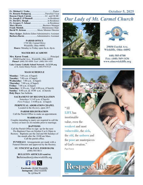 October 5, 2025 Bulletin