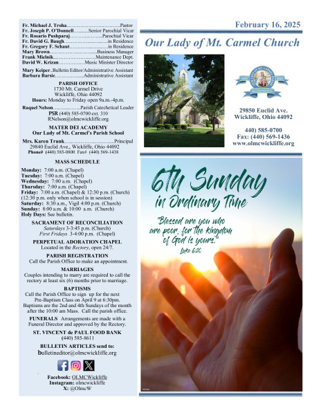 February 16, 2025 Bulletin
