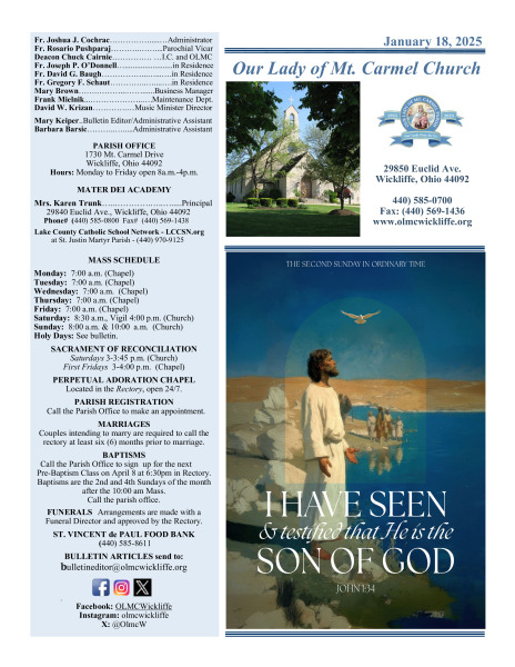 January 18, 2026 Bulletin