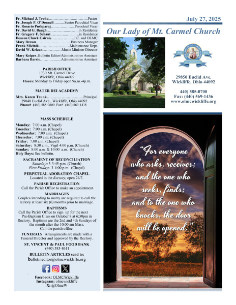 July 27, 2025 Bulletin